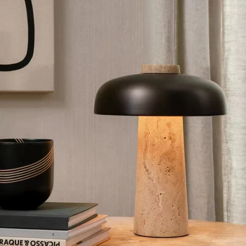 Travertin Tischlampe mit G9 Fassung - Elegante Naturstein Tischleuchte für jeden Raum, dimmbar und energieeffizient-3