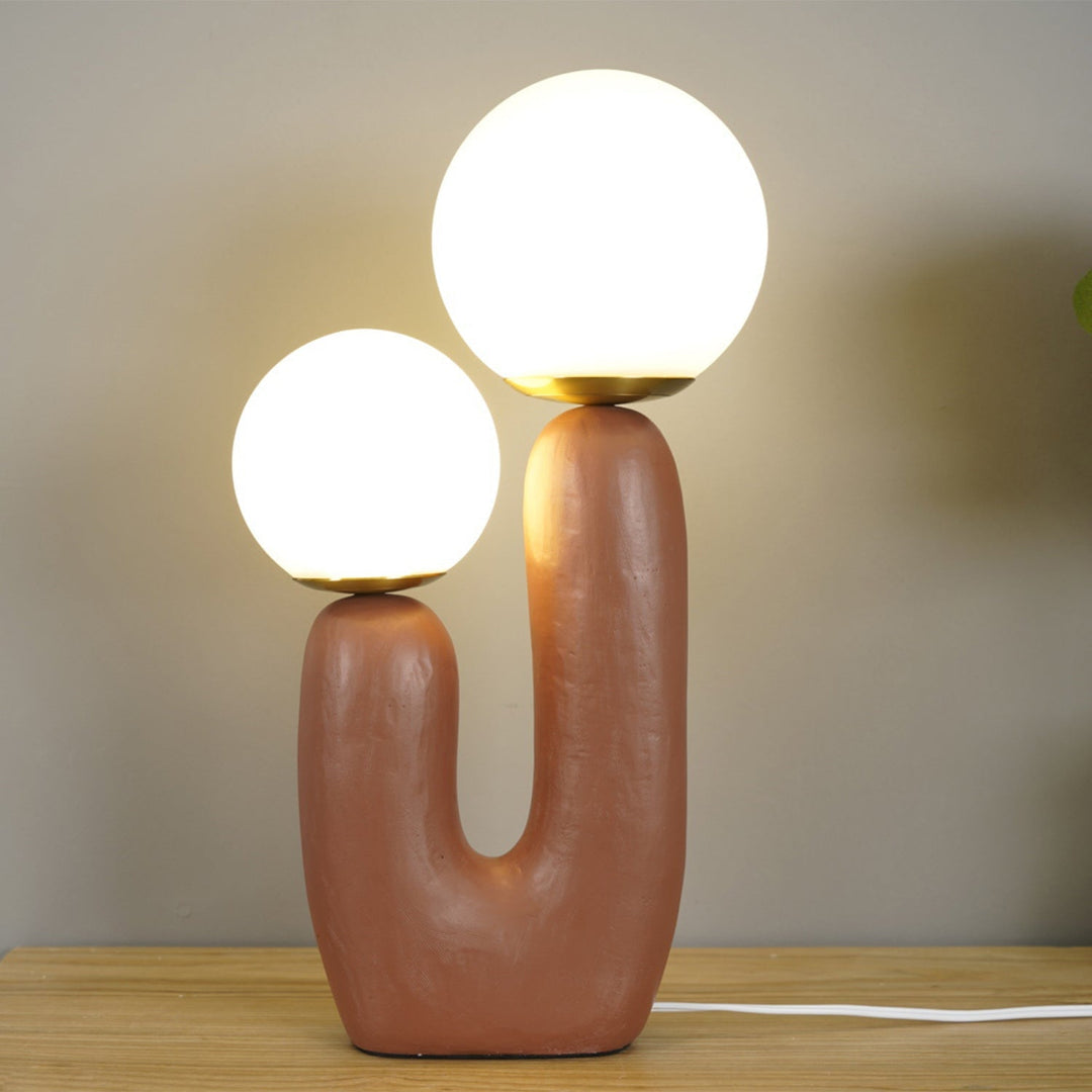 Moderne Tischlampe aus Glas und Harz mit G9 Fassung - Stilvolle LED Tischleuchte für zeitgenössische Innenräume, Ø 26 cm, H 42 cm-3