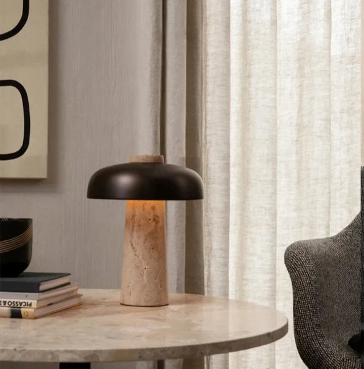 Travertin Tischlampe mit G9 Fassung - Elegante Naturstein Tischleuchte für jeden Raum, dimmbar und energieeffizient-6