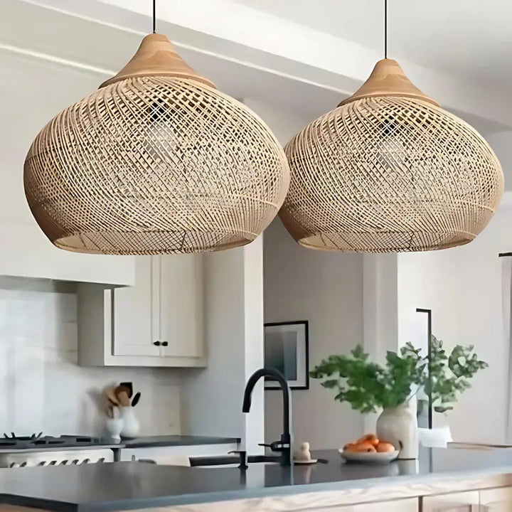 Handgefertigte Hängelampe im Boho-Stil aus Schilf – Pendelleuchte für Esszimmer und Wohnzimmer, warme Beleuchtung, einzigartiges Design-6